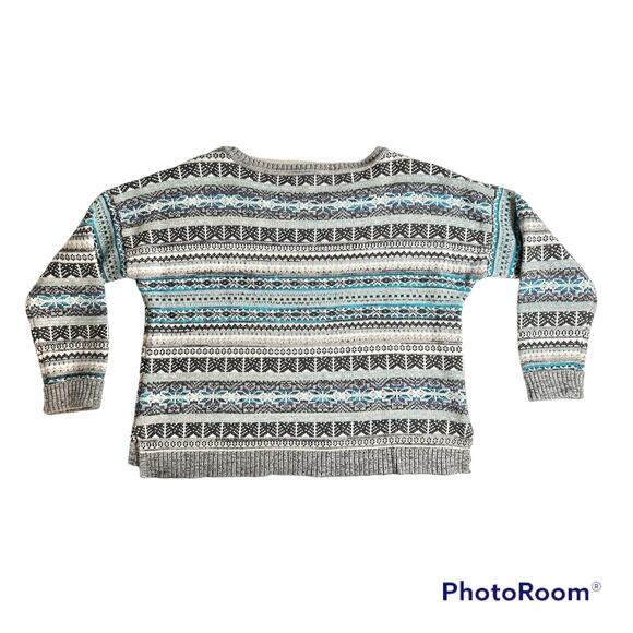 Victoria's Secret Women's Large 100% Cotton Nordic Pattern Cropped Sweater - Picture 2 of 10